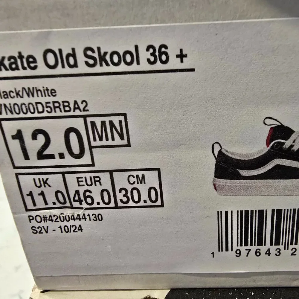 Vans Skate Old Skool 36 Black White VN000D5RBA2 Men's Size 12 Shoes NEW - Picture 9 of 16